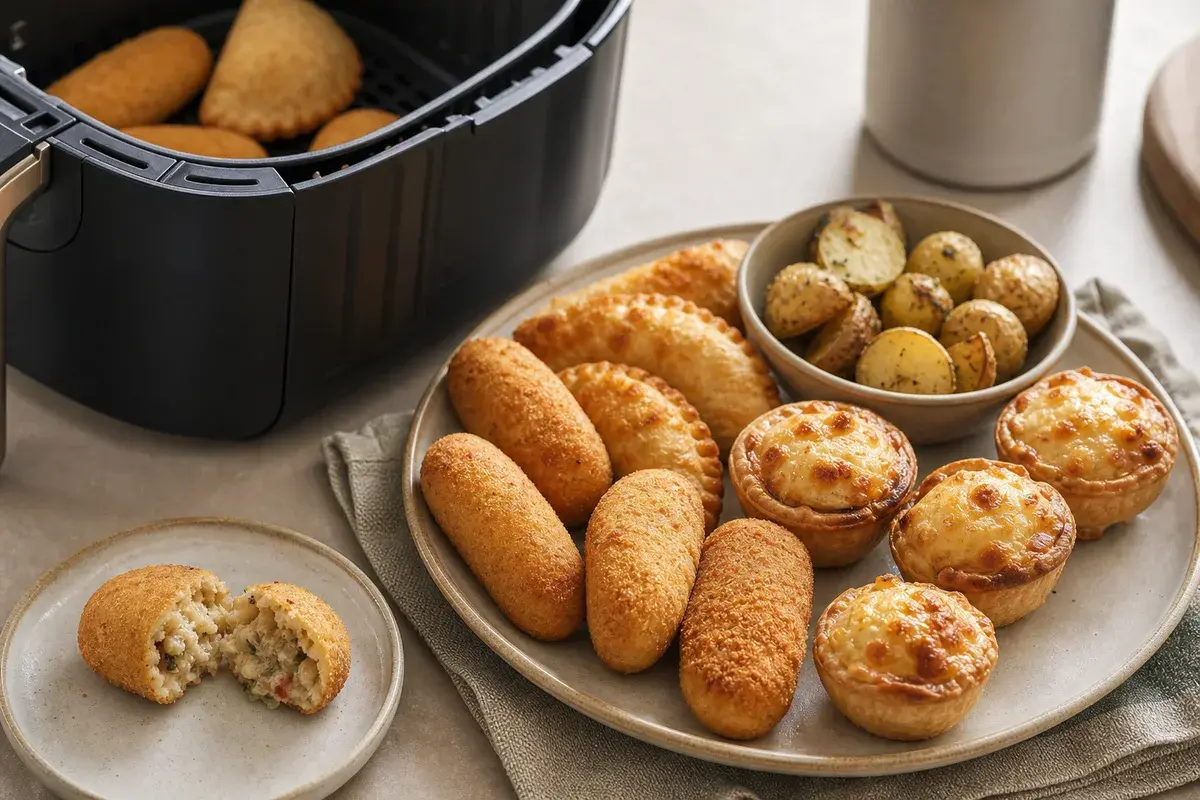 Castanhas na air fryer preparado em porções soltas para circular ar.